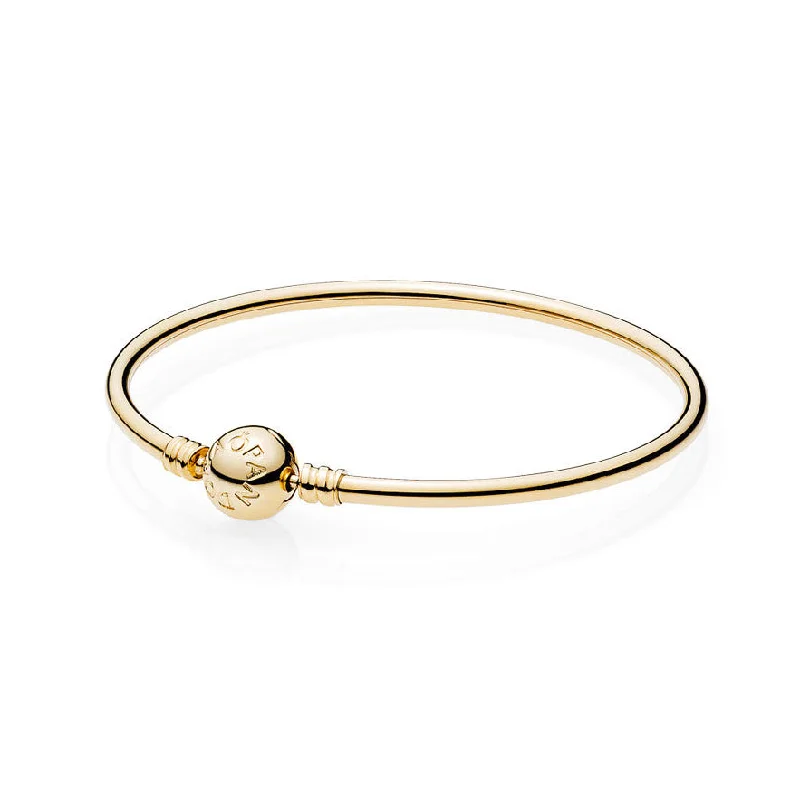 Elegant Gemstone Bangles-Pandora 14K GOLD BANGLE WITH SIGNATURE CLASP - 550713