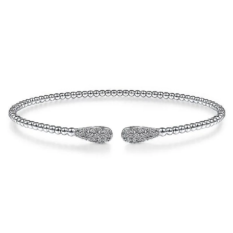 Fine Silver Bangles-Gabriel & Co. 14K White Gold Bujukan Diamond Teardrops Bangle