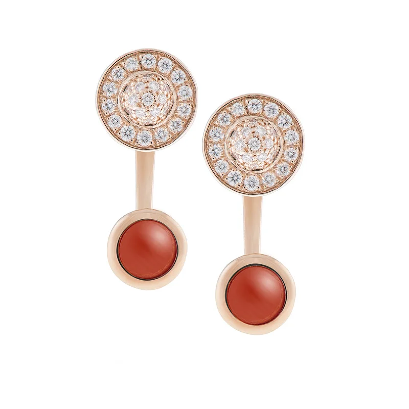 Vintage Drop Earrings-Earrings with Diamonds and Coral