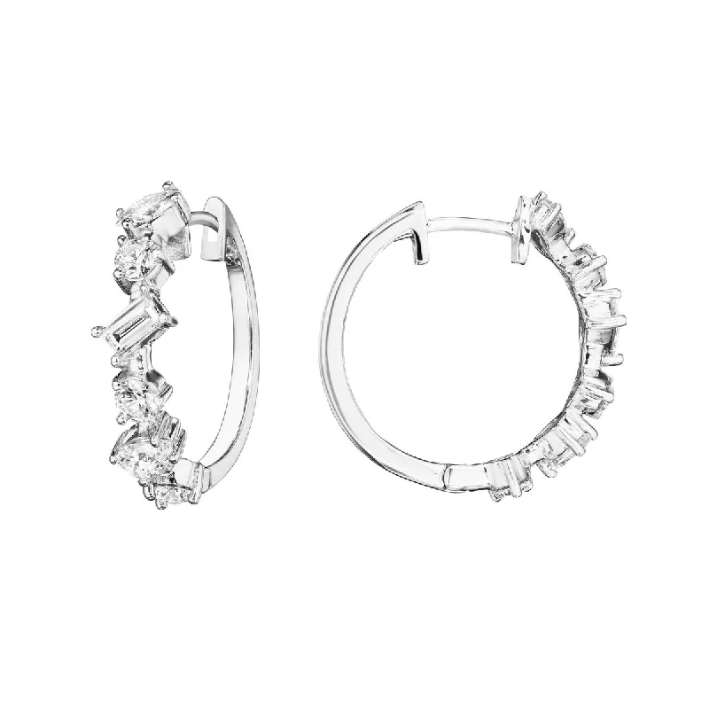 Trendy Earrings-Mixed Shape Fancy Cut Hoop Earrings