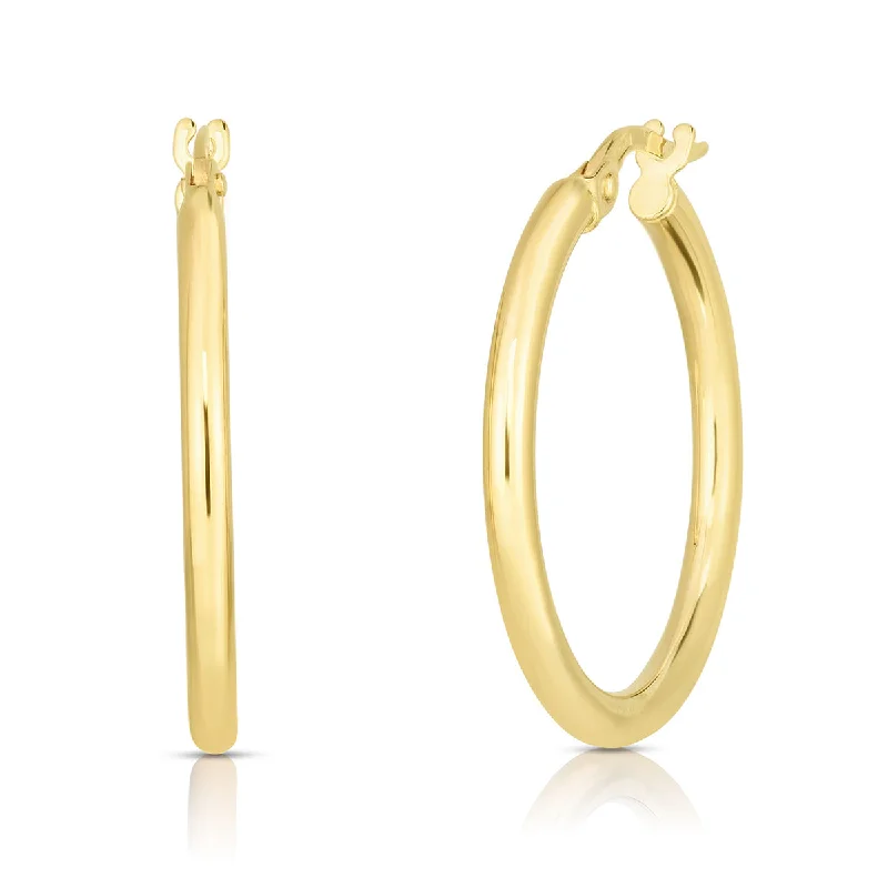 Long Earrings-Perfect Gold Small Oval Hoop Earrings in 18K Yellow Gold, 25mm