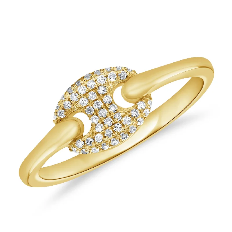 Floral Diamond Rings-14Kt Gold & Diamond Unique Designer Marina Link Chain Ring