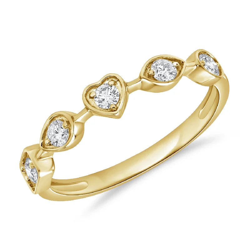 Simple Gold Rings-Diamond Heart Ring made in 14K Gold