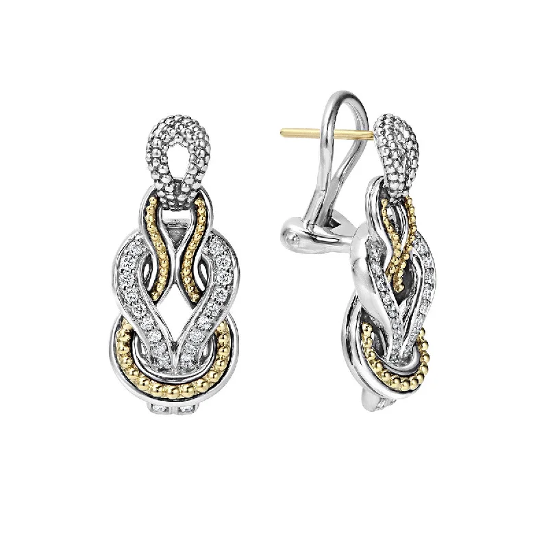 Glass Earrings-Caviar Knot Diamond Drop Earrings