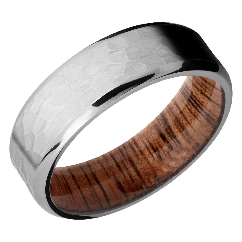 Wedding Ring Sets for Couples-Lashbrook 7MM Titanium Wedding Band with Hardwood Sleeve