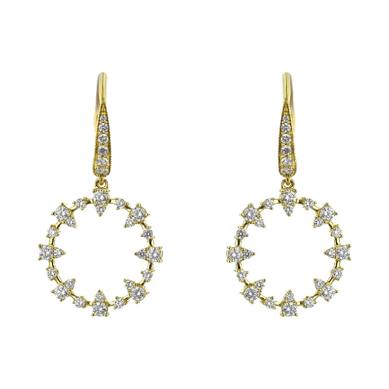 Crystal Earrings-Diamond Open Circle Drop Earrings