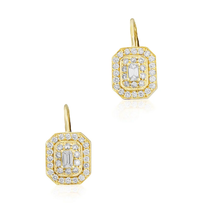 Silver and Gold Earrings-Diamond Classic Deco Earrings