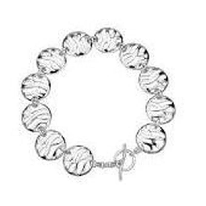 Personalized Name Bracelets-Silver Arabesque Enlaced Disc Bracelet