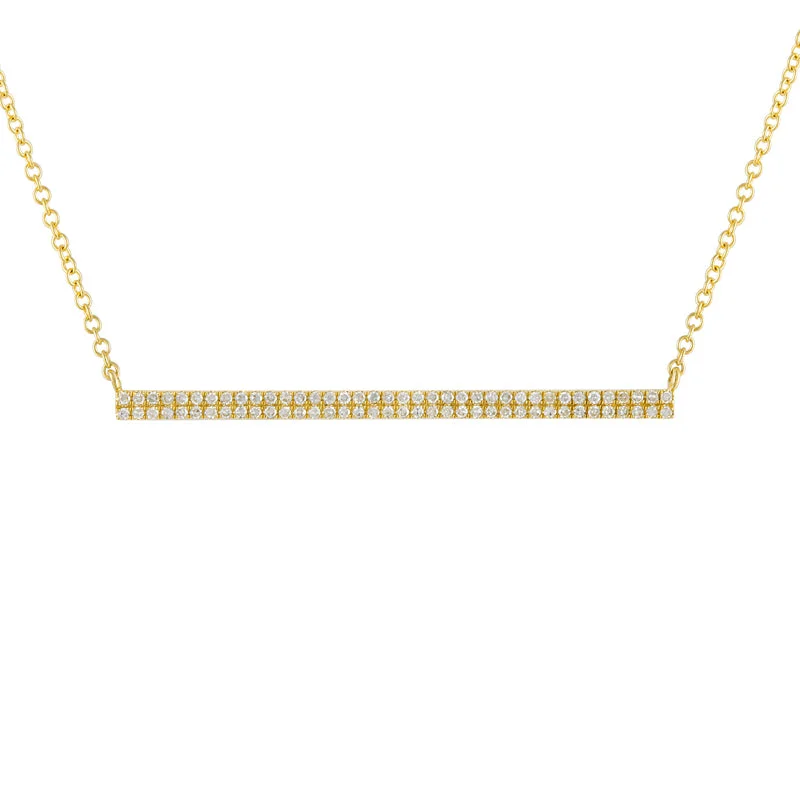 Choker Necklaces-14k Yellow Gold Diamond Bar Necklace