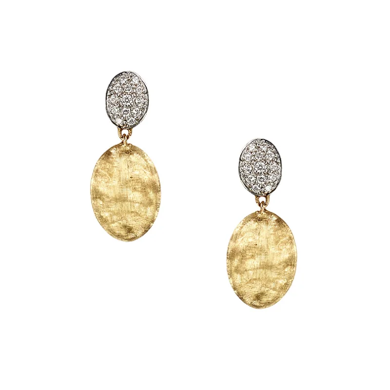 Luxury Hoop Earrings-Siviglia 0.20ct Hand Engraved Drop Earrings in 18K Yellow Gold