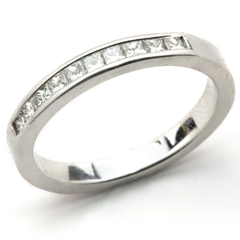 Cocktail Rings-Princess Diamond Channel Set Wedding Band Ring 18K .41 carats