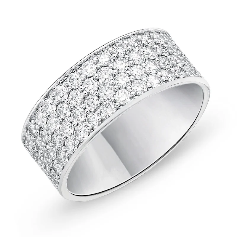 Handcrafted Engagement Rings-Memoire 18K White Gold Four-Row Halfway Pave Silk Diamond Band