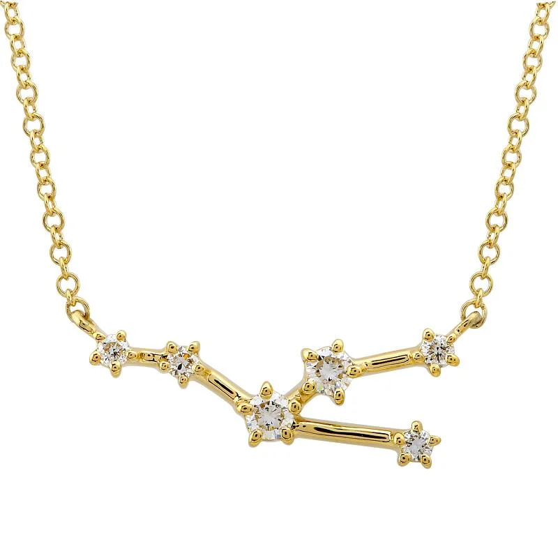 Silver Necklaces-14k Yellow Gold Diamond Taurus Constellation Necklace