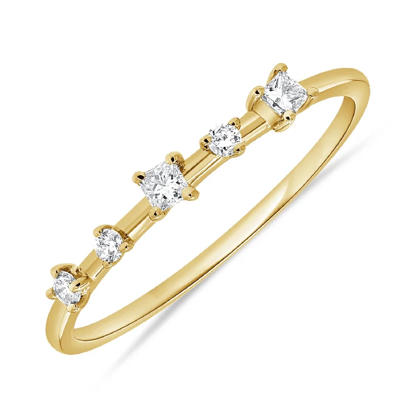 Infinity Rings-14K Gold Ring with Princess Cut Diamonds