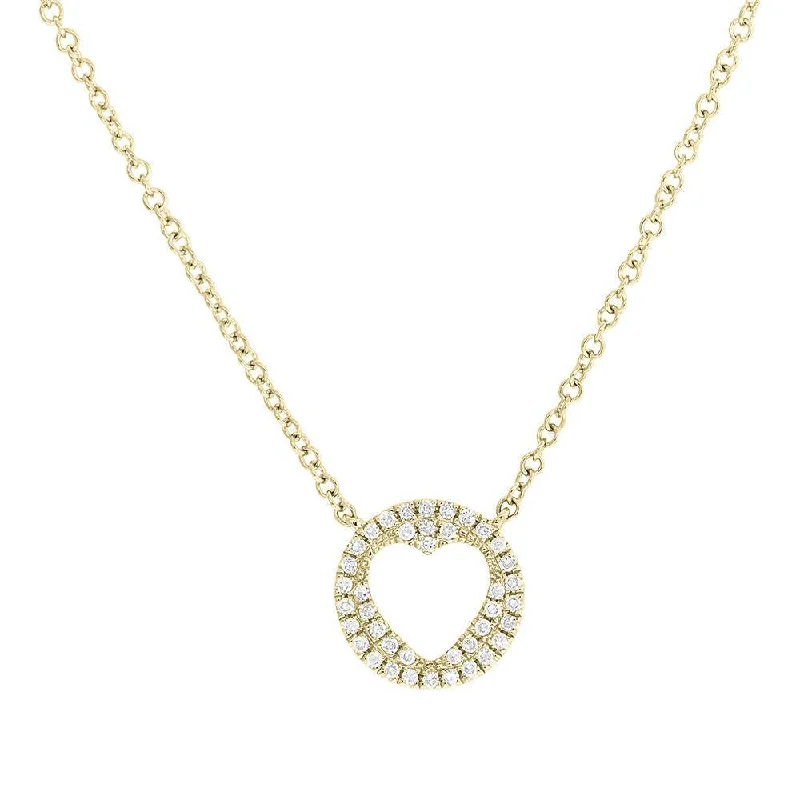 Initial Necklaces-14K Yellow Gold Diamond Pave Heart Necklace