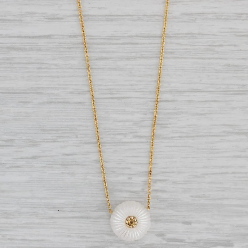 Chunky Gold Necklaces-New Galatea Chrysanthemum Cultured Pearl Citrine Pendant Necklace 14k Gold