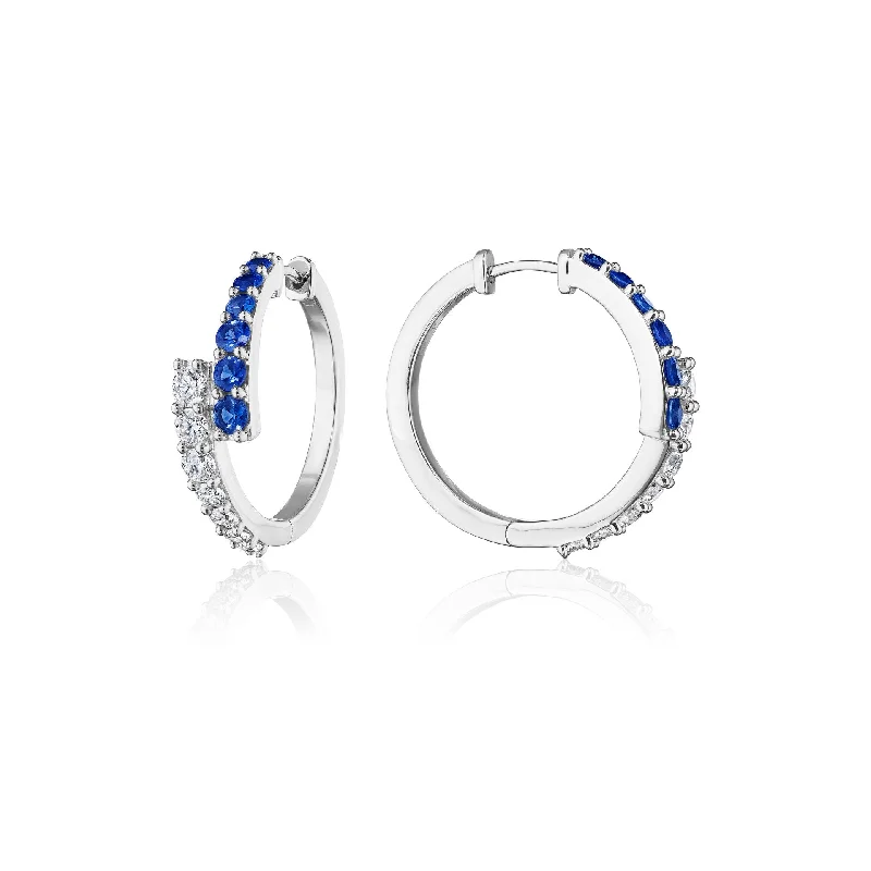 Open Hoop Earrings-Blue Sapphire Embrace Hoop Earrings