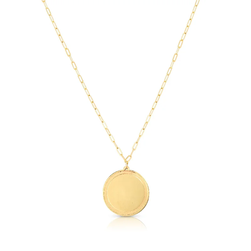 Choker Necklaces-14K Yellow Gold Engraveable Disc Necklace