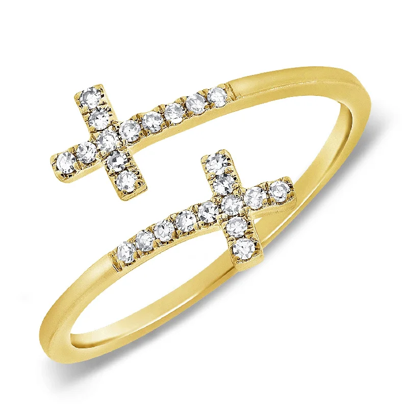 Bridal Set Rings-Diamond Cross Open & Wrap Ring