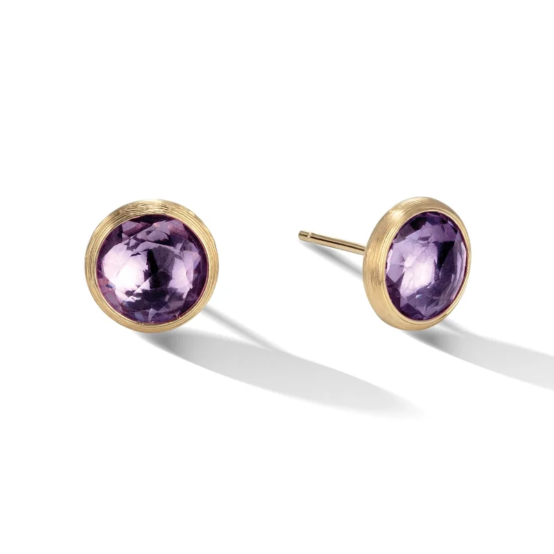 Luxury Pearl Earrings-Jaipur Amethyst Stud Earrings