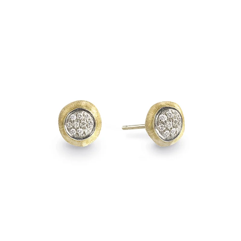 Fancy Earrings-18K Yellow and White Gold Diamond Stud Earrings