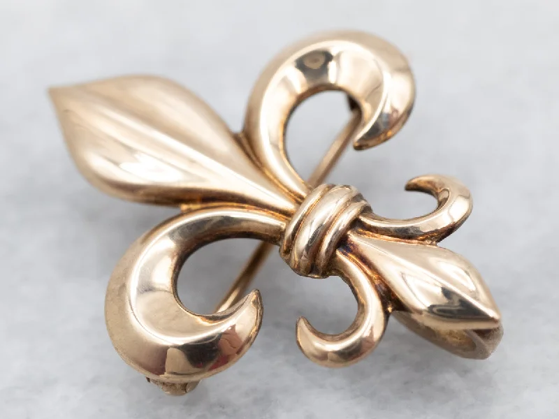 Cufflink Brooch-Versatile Yellow Gold Fleur-De-Lis Brooch