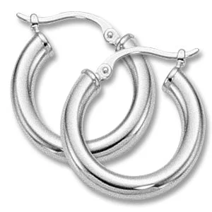 Classic Hoop Earrings-14K WHITE GOLD SMALL POLISHED SNAP TUBE HOOP EARRINGS