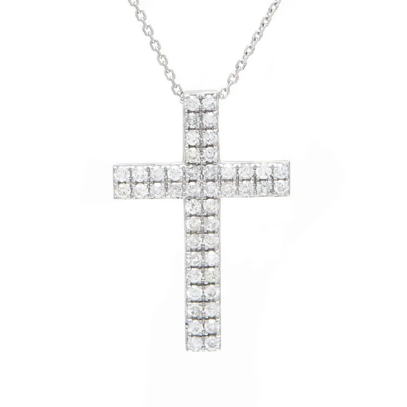 Trendy Necklaces-14k White Gold Diamond Cross