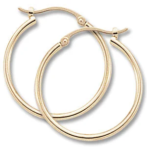 Colorful Drop Earrings-1.5x20mm Tube Hoop Earrings in 14K Yellow Gold