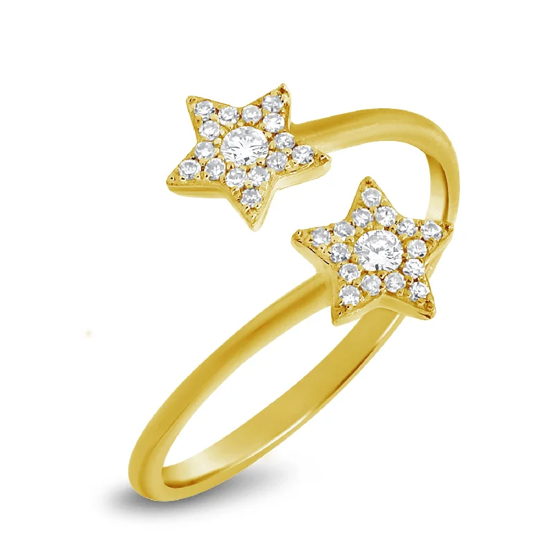 Designer Rings-Dazzling Twin Diamond Star Ring