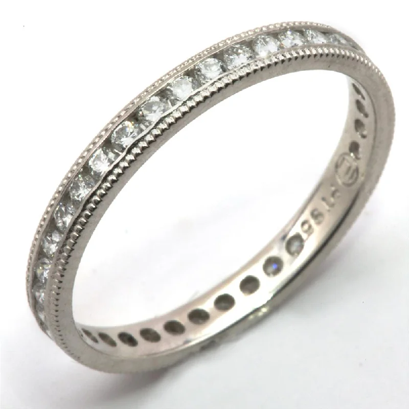 Large Rings-Diamond Channel Set Eternity Band Anniversary Ring with Milgrain Edges