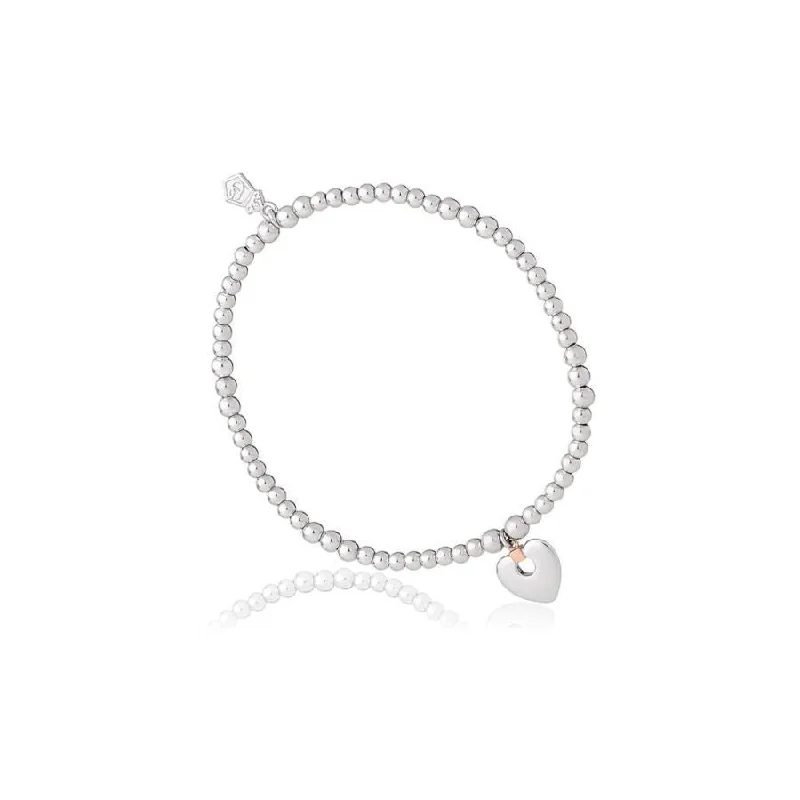 Customizable Charm Bracelets-Silver & 9ct Rose Gold Cariad Affinity Beaded Stretch Bracelet