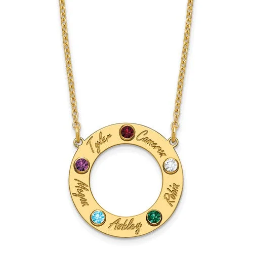 Fine Jewelry Necklaces-Family Pendant Name and Birthstone Circle Necklace Chain included