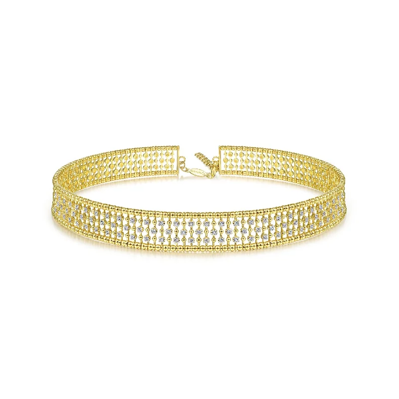 Moon Necklaces-14K Yellow Gold Diamond Thick Choker Necklace