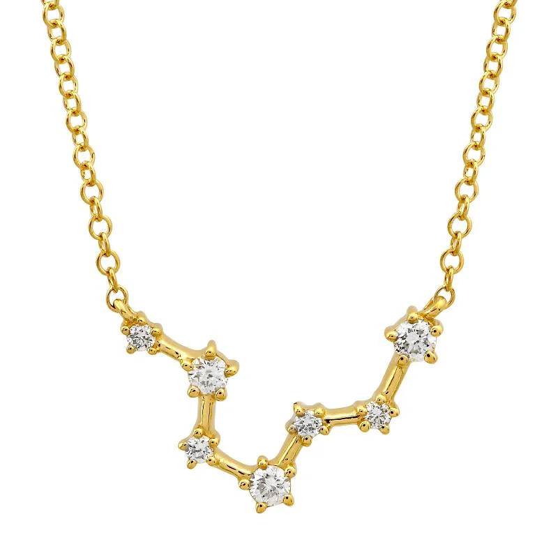 Luxury Gold Chain Necklaces-14k Yellow Gold Diamond Constellation Necklace: Pisces (Small)