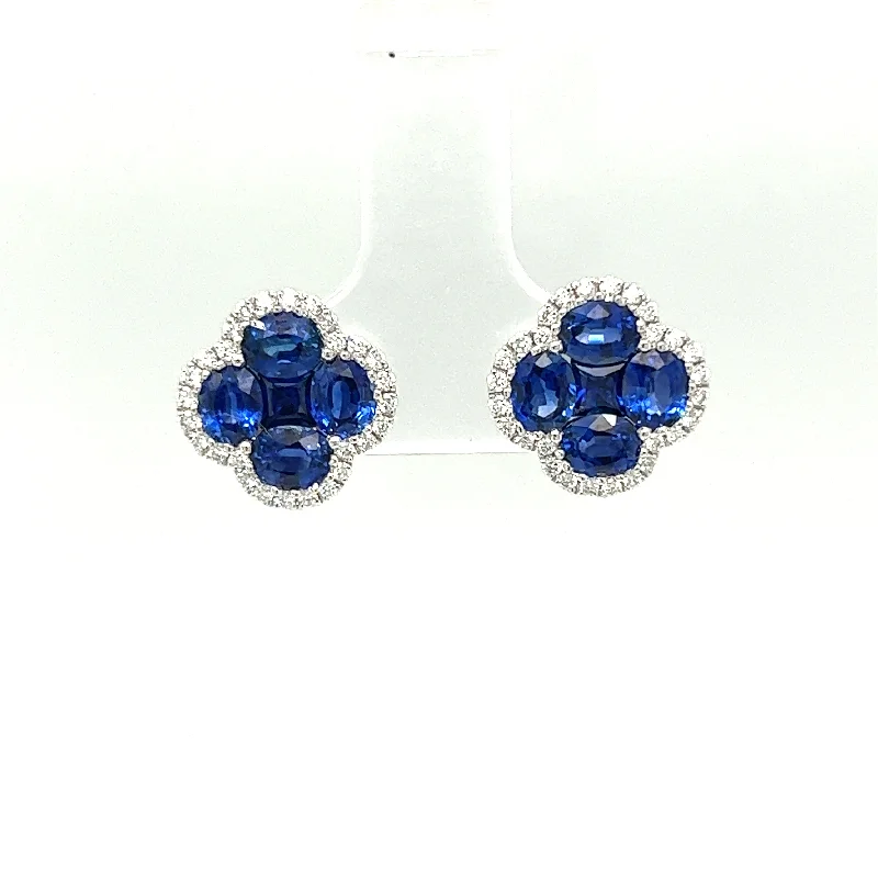 Opal Earrings-18K White Gold 2.69CTW Sapphire and Diamond Earrings