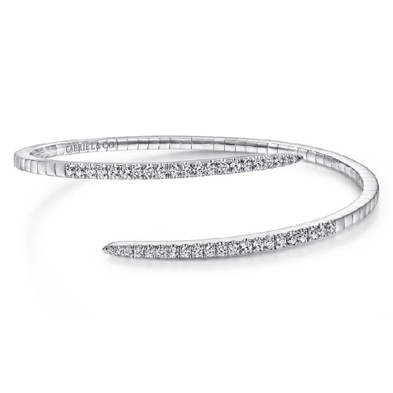 Designer Bangles for Wedding-Gabriel & Co. - BG4227-65W45JJ - 14K White Gold Split Bypass Diamond Bangle