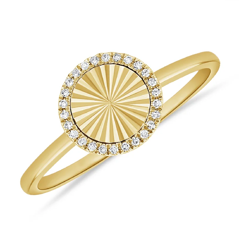 Elegant Rings-Radiant Sunburst Diamond Halo Ring in 14K Gold