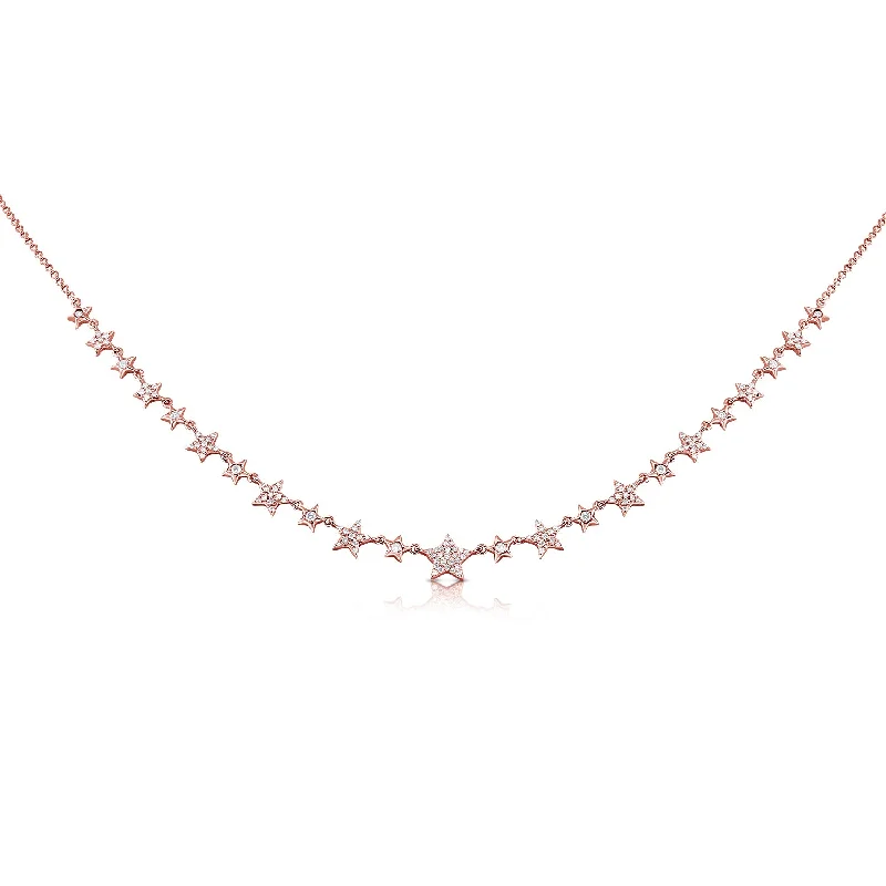 Antique Necklaces-14K Rose Gold Mini Diamond Star Necklace