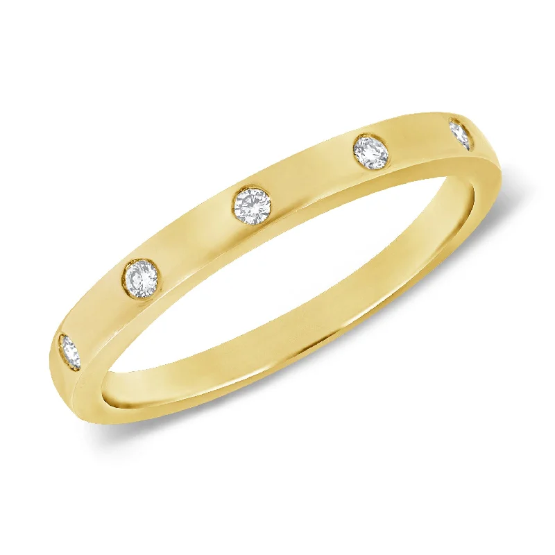 Engraved Wedding Bands-14K Gold Bezel & Channel Set Ring with Diamonds