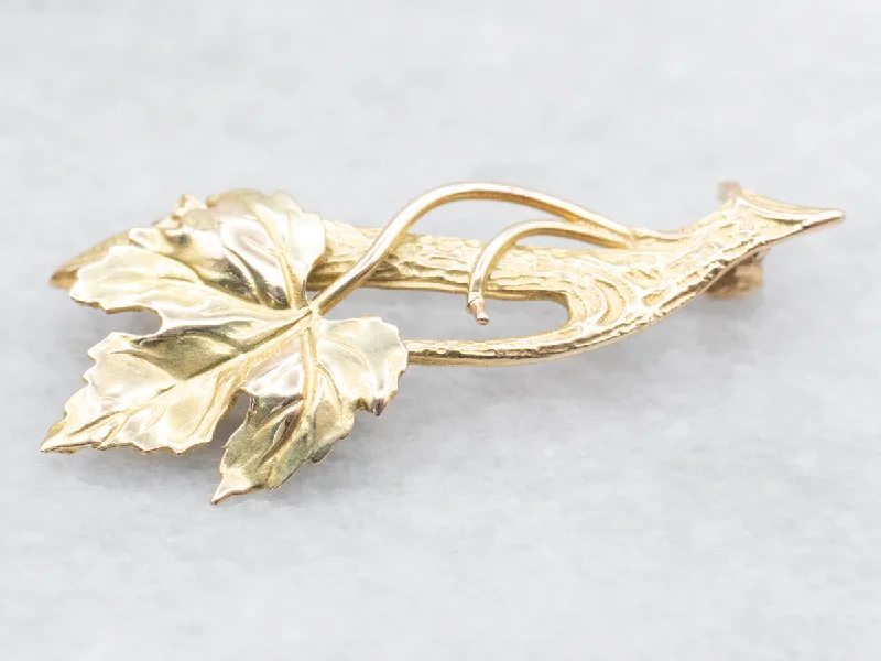 Fashion Brooch-Vintage Gold Grape Leaf Brooch