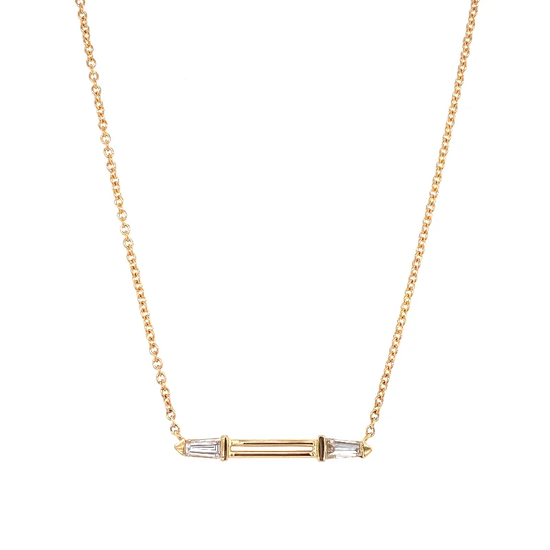 Personalized Name Necklaces-18K Yellow Gold Diamond Bar Necklace