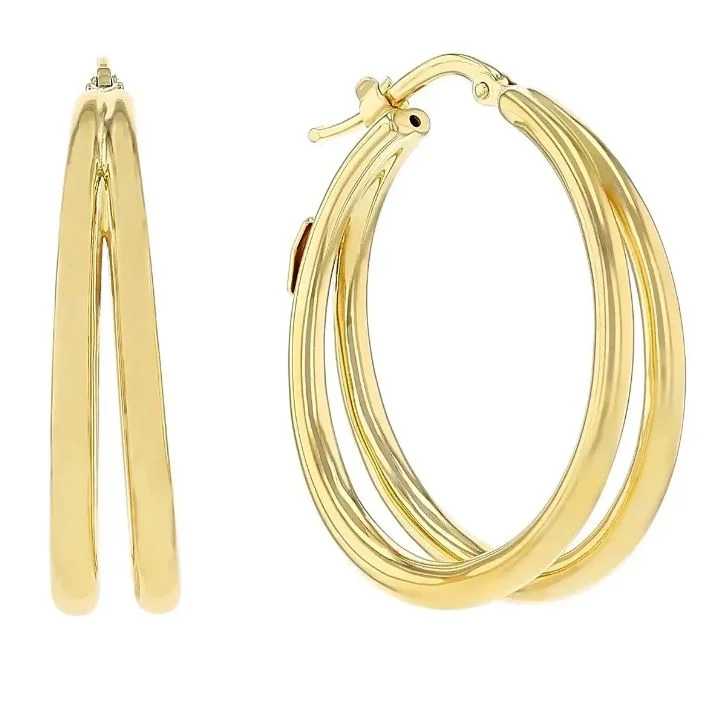 Affordable Earrings-Oro Classic Double Hoop Earrings in 18k Yellow Gold