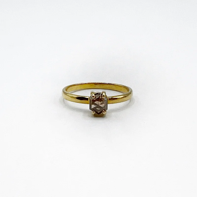 Men's Engagement Rings-Golden Cognac Hexagon Diamond Ring