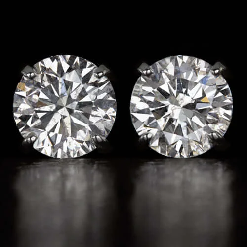 Sparkling Earrings-2.04ct VERY GOOD CUT NATURAL DIAMOND STUD EARRINGS MATCHING PAIR ROUND 2 CARAT