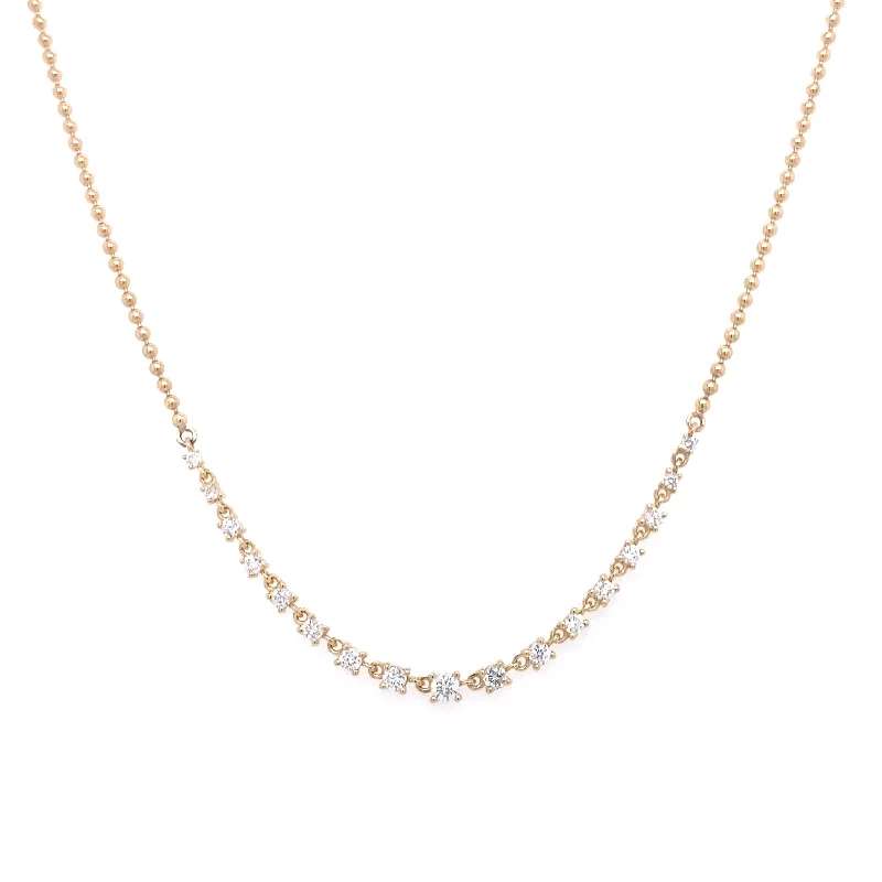 Chunky Necklaces-14K Yellow Gold Diamond Beaded Necklace