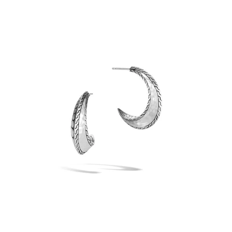 Long Drop Earrings-John Hardy Dot Hammered Hoop Earring EB30072