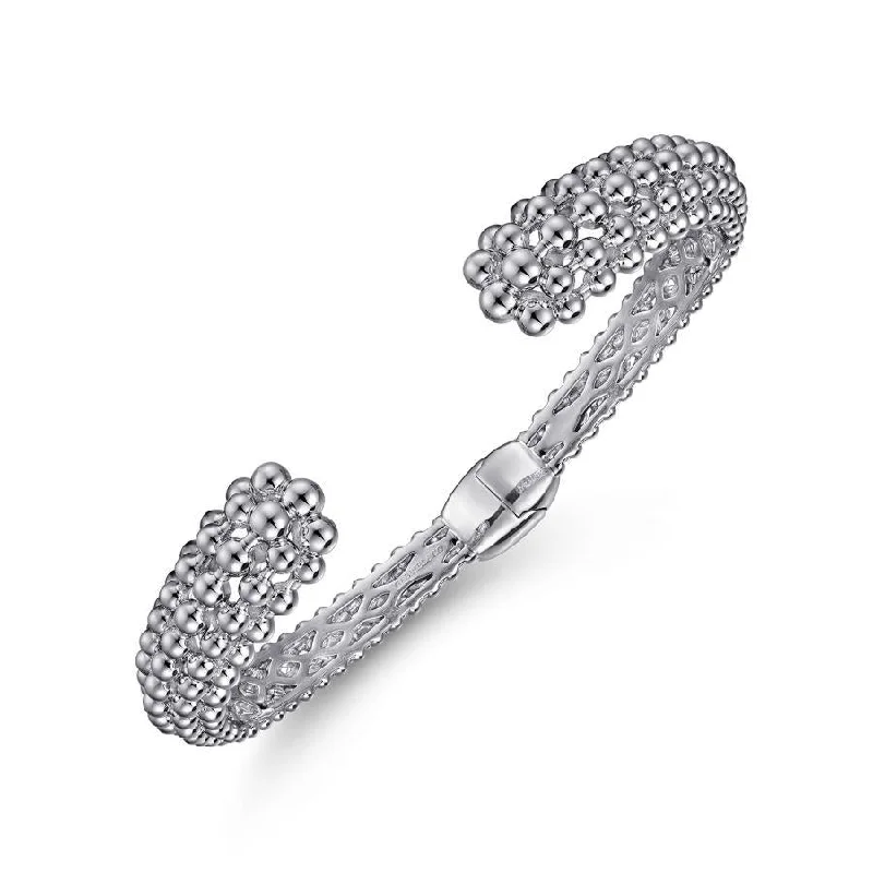 Big Bangles-Gabriel & Co. - BG4592-65SVJJJ - 925 Sterling Silver Bujukan Beaded Split Bangle