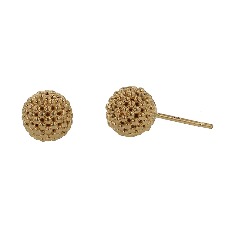 Patterned Earrings-Lagos Caviar Lattice Ball Stud Earrings in 18k Yellow Gold