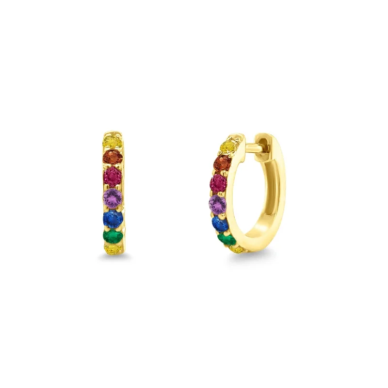 Resin Earrings-Classic Rainbow Huggies